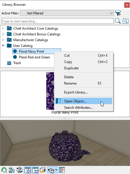 Choose Open Object in the contextual menu for the copied material