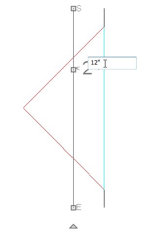 Selecting a second CAD line and using temporary dimensions to display position