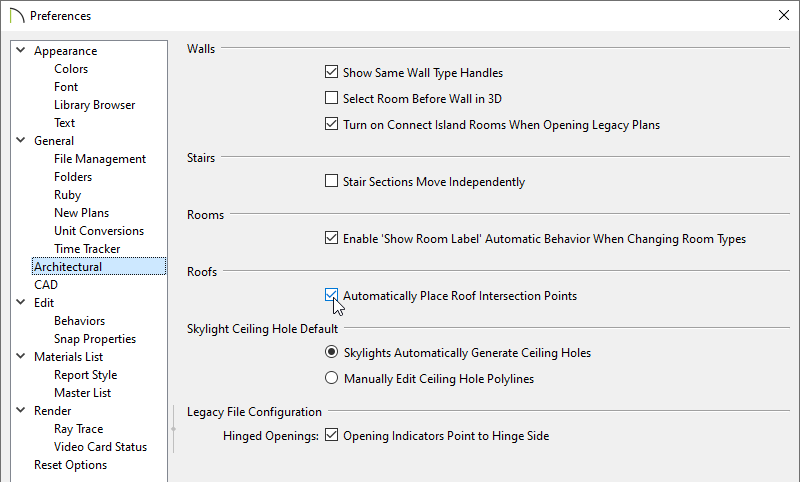 Check the Automatically Place Roof Intersection Points on the Architectural panel of the Preferences dialog