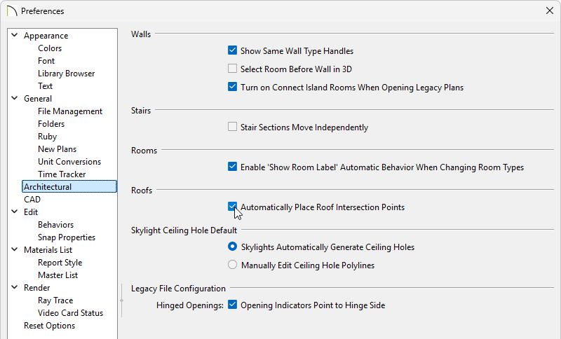 Check the Automatically Place Roof Intersection Points on the Architectural panel of the Preferences dialog