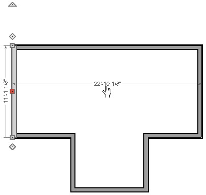 Moving a Wall with a Temporary Dimension Click on a dimension to precisely move the wall