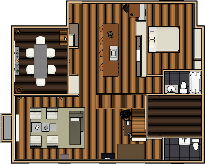 Take an Orthographic Floor Overview of your design.