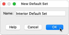 "Interior Default Set" typed in the Name field of the New Default Set dialog