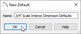 New Default dialog where a Name can be specified.