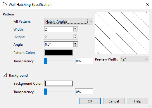 Wall Hatching Specification dialog