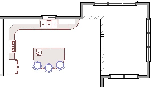 Demolished window represented by CAD boxes and CAD lines