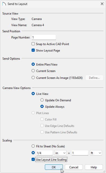 Send your camera view to your layout.