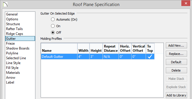 Roof Plane Specification Roof Plane Specification - Removing the option to have a gutter
