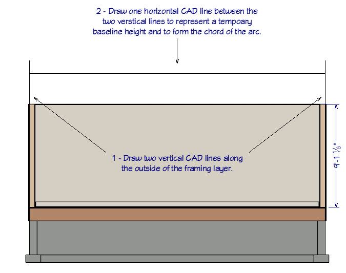 Draw vertical lines along the outside of your wall framing layer, and a CAD line between to connect them.