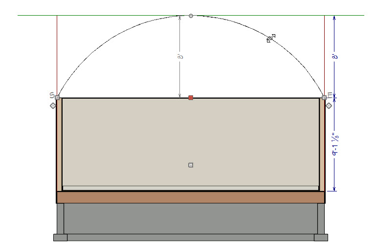 Using the Change Line/Arc edit tool, create an Arc, and then connect it to your ridge line.