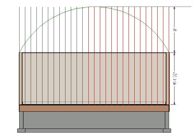 Shorten the line to meet the center of the arc.