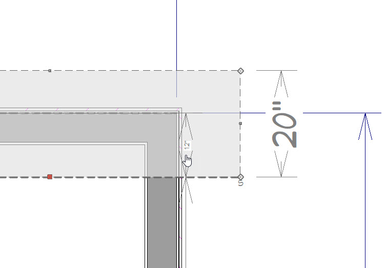 Select the Ridge line and use the tempoary dimension to set a distance of 12".