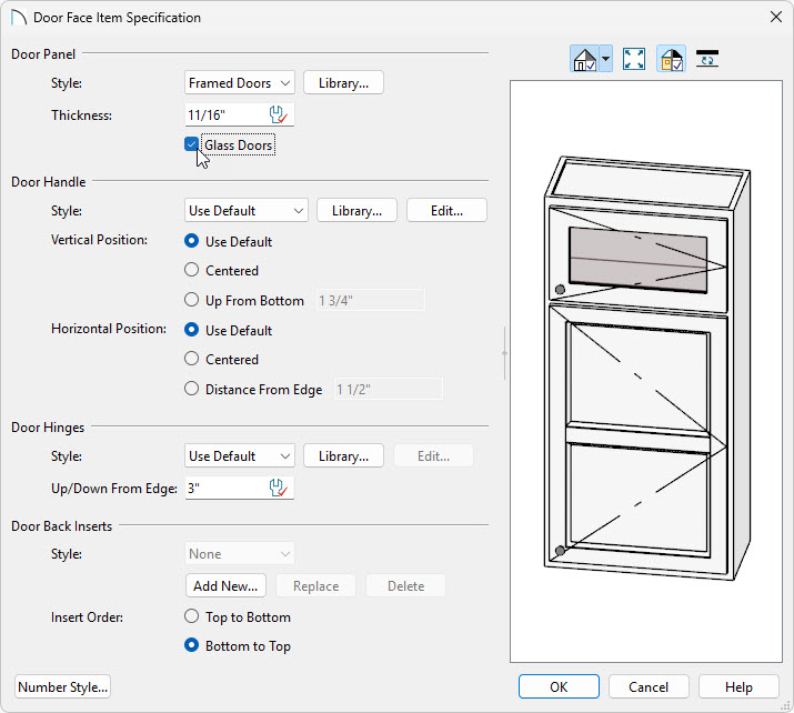 In the Door Face Item Specification, choose your Door Style.