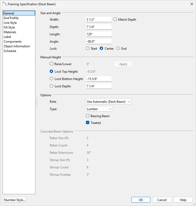 In the Framing Specification you can make various adjustments to your framing.