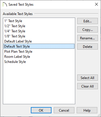 Select the Default Text Style and Click Edit