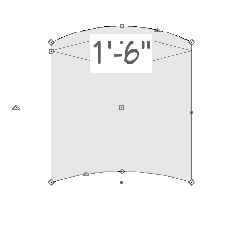 Rectangular polyline with two lines converted to arcs 18 by 18 rectangular polyline with top and bottom lines converted to parallel arcs