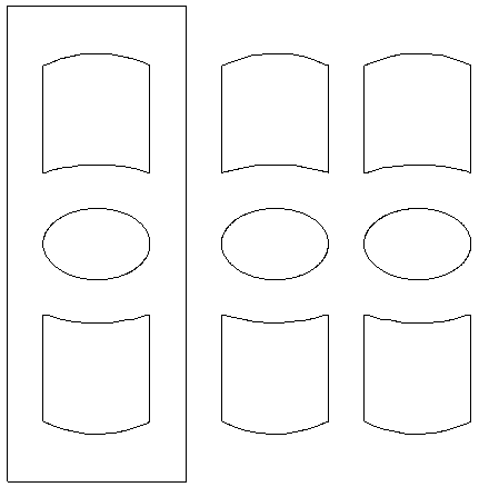 Make two additional copies of three CAD shapes Three CAD shapes copied twice side by side