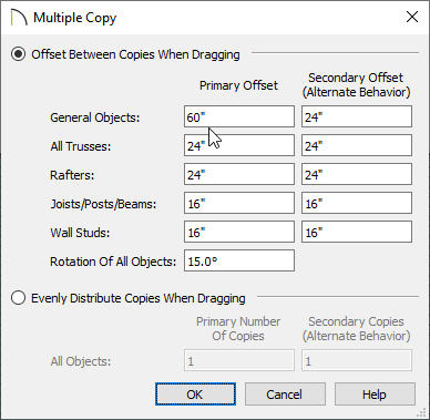 Multiple Copy dialog