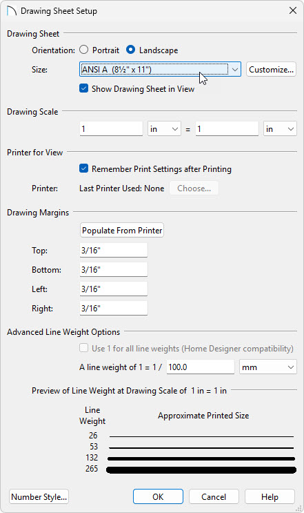 In the Drawing Sheet Setup, specify your desired paper size.
