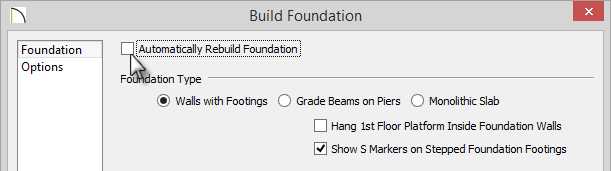 Build Foundation - turn off Auto Rebuild Build Foundation dialog with the box for Automatically Rebuild Foundation oiption cleared
