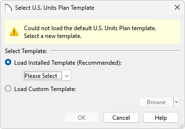 Missing template dialog.