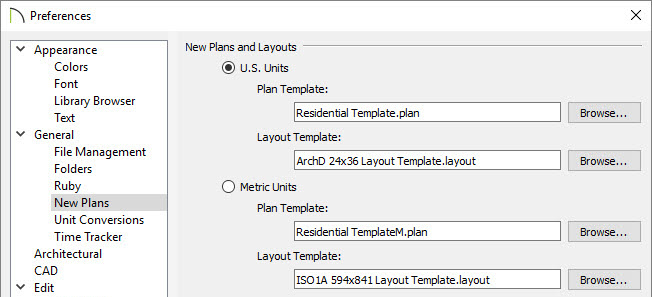 Changing templates in preferences Changing templates in preferences