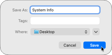 Saving the System Info file to Documents