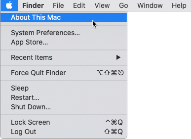 Selecting About This Mac from the Apple menu