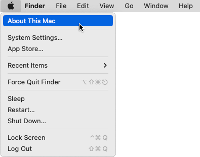 Selecting About This Mac from the Apple menu
