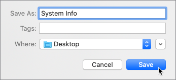 Saving the System Info file to Documents