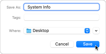 Saving the System Info file to Documents