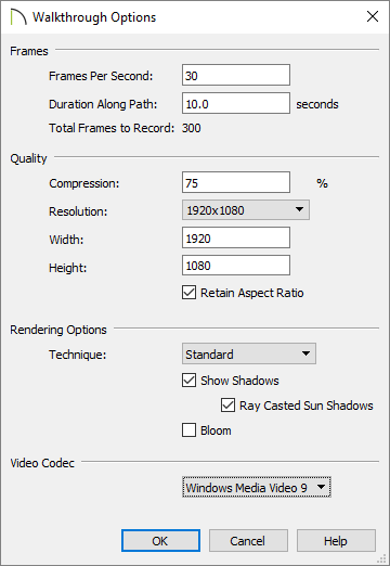 Walkthrough recording options