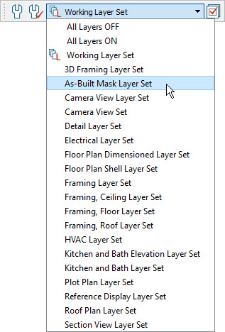 Selecting the active layer set from the toolbar