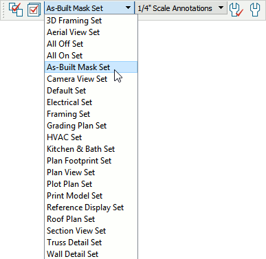 Selecting the active layer set from the toolbar.