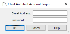 Type your e-mail and password to sing in to your Chief Architect Account