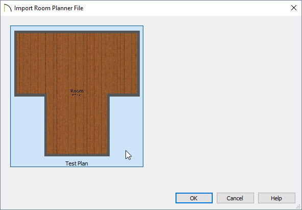 Clicking on Test Plan in the Import Room Planner File dialog