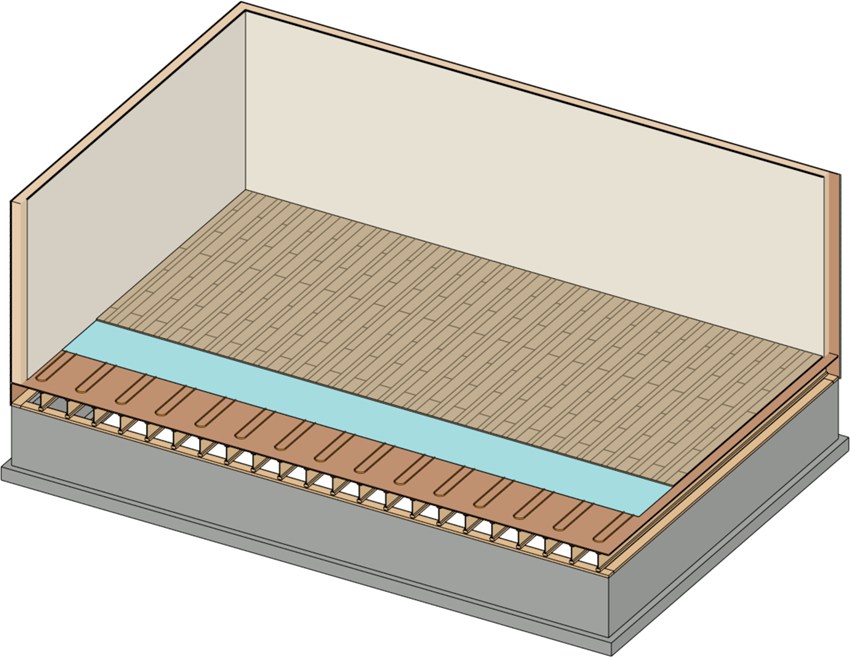 Isometric cutaway that shows the tubing and floor structure.