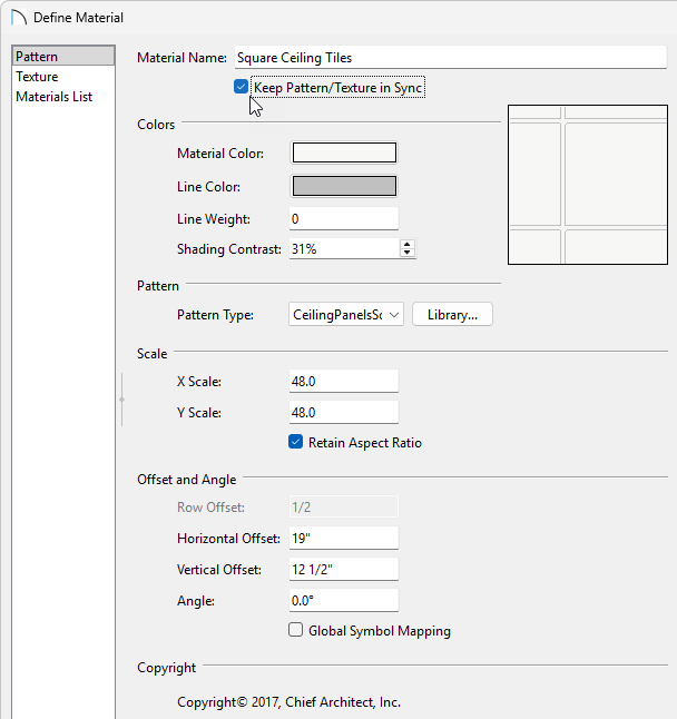 In the Define Material dialog set your offsets.