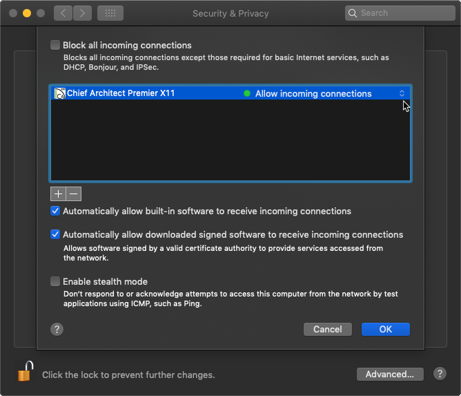 Allow all incoming connections for a Chief Architect or Home Designer program
