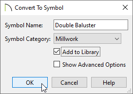 Select the Millwork category when converting balusters into symbols