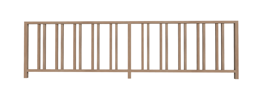 Camera view of the railing with custom balusters
