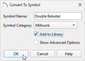 Select the Millwork category when converting balusters into symbols