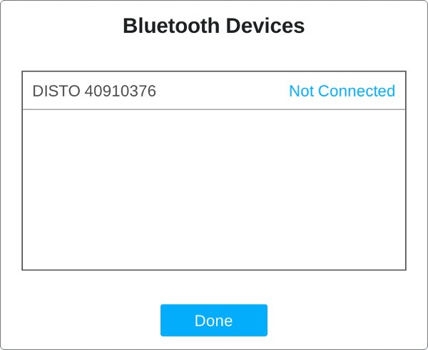 Bluetooth Devices window with a Disto device listed