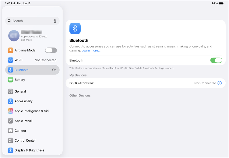 Turn on bluetooth on the Apple device