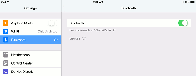 iPad Settings screen.