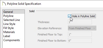 Select Hole in polyline solid