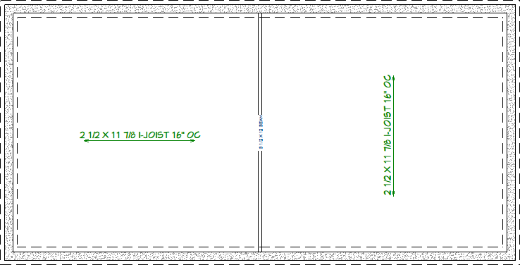 Two Joist Direction lines drawn on the foundation