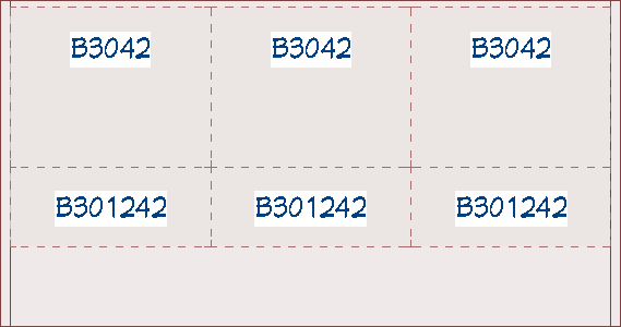 Floor plan showing a waterfall countertop and waterfall side panels