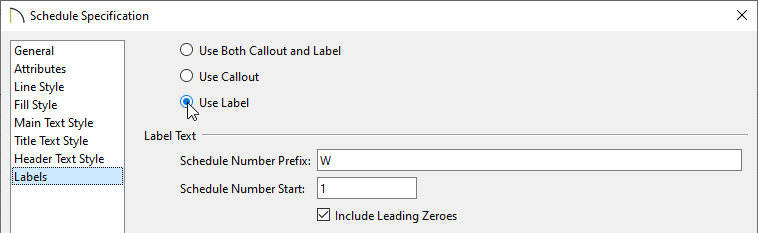 Select the Use Label radio button