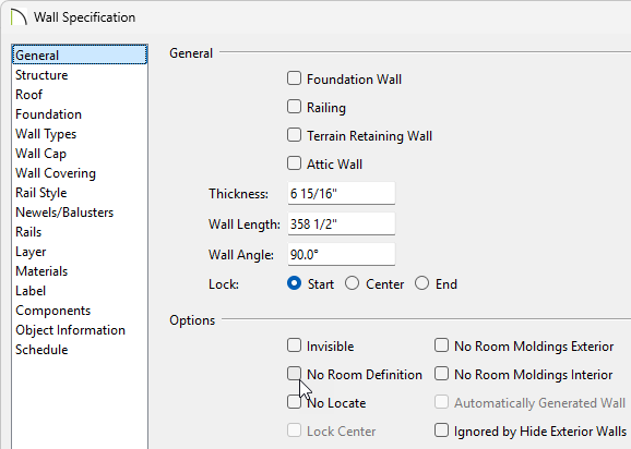 Ensure No Room Definition is not checked.